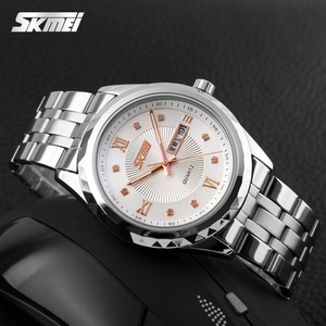 Skmei 9100 hot selling rose gold plated nice big size stainless steel watches diamonds - Product Image 2