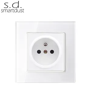 French 16A Glass Panel Power Plug Electric Wall French Socket Outlet