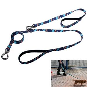 Ayarlanabilir özel Pet köpek tasması iki kolu eller çift köpek yürüyüş benzersiz Crossbody köpek tasma toptan