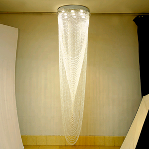 Lampu gantung kristal, lampu gantung tangga Stainless Steel untuk Hotel, tangga, lampu plafon, lampu gantung panjang, kristal - Product Image 3