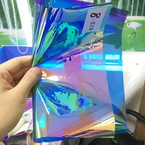 雨衣风扇和装饰用PVC/TPU透明彩虹二色性彩虹色乙烯基织物塑料薄膜