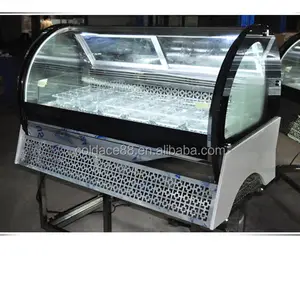 Mesa redonda de vidrio helado mostrar congelador
