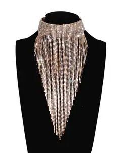 Stunning necklace jewelry 2018 Sofia Fashion Full Rhinestone Long Statement Necklace For Women chain choker collar