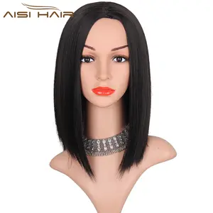 Pelucas Bob de pelo corto liso para mujer, pelucas Bob de Color negro, resistente al calor, venta al por mayor