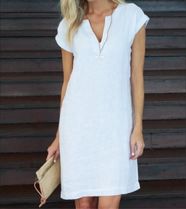 Cina all'ingrosso signora Casual cotone misto <span class=keywords><strong>abiti</strong></span> di <span class=keywords><strong>lino</strong></span> cotone e <span class=keywords><strong>lino</strong></span> <span class=keywords><strong>abiti</strong></span> da <span class=keywords><strong>donna</strong></span> vestiti di <span class=keywords><strong>lino</strong></span> - Product Image 1