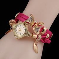 Montre à quartz décorative luxueuse en strass pour femme, montre-bracelet décontractée dorée pour femme