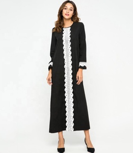 2019 nuovi disegni maniche lunghe moda Dubai Foular pizzo <span class=keywords><strong>nero</strong></span> musulmano abito <span class=keywords><strong>Abaya</strong></span> - Product Image 3