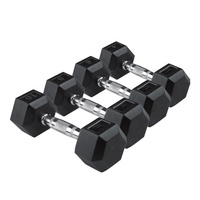 Haltères hexagonaux en caoutchouc PILOT SPORTS, haltères en fonte avec poignée moletée pour l'entraînement en salle de sport commerciale, de 2,5 kg à 100 kg