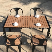 7 pièces en aluminium bon marché moderne patio porche mobilier extérieur jardin café plastique table en bois et chaises 6 places