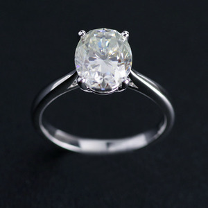 <span class=keywords><strong>Anello</strong></span> di fidanzamento <span class=keywords><strong>solitario</strong></span> Moissanite taglio ovale impostazione gioielleria raffinata PLW056 in fasce o anelli di fidanzamento classici in <span class=keywords><strong>oro</strong></span> bianco 14 carati - Product Image 3