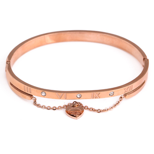 Oro de Rose Plateado de Acero Inoxidable <span class=keywords><strong>Romen</strong></span> Número Crystal Bangle - Product Image 1