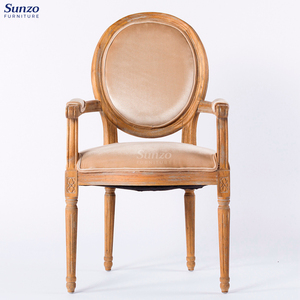 <strong>Antique</strong> Style Round Back Wooden Fabric Ding Room Luxury French XV Louis Dining <strong>Chair</strong> - Product Image 6