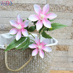 Nuovo singolo fiore artificiale cosmo per matrimonio e vaso singolo tre teste d'oro loto - Product Image 3