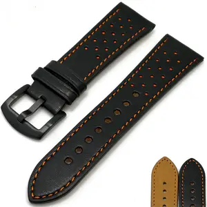 2 pieces ventilate stitching leather watch strap