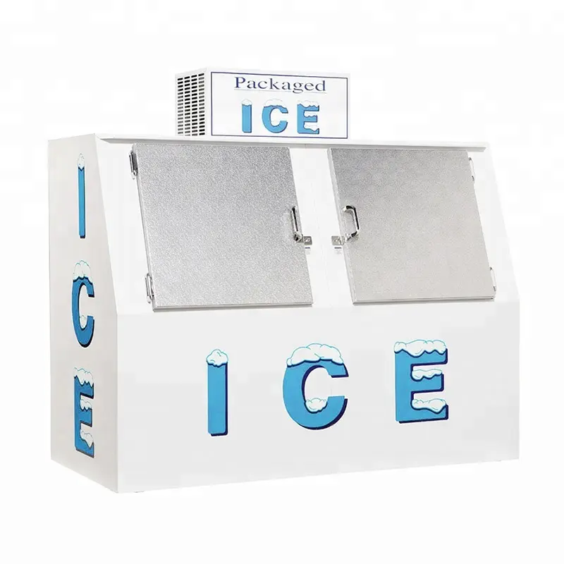 aluminium slant front face ice merchandiser ice bag storage freezer