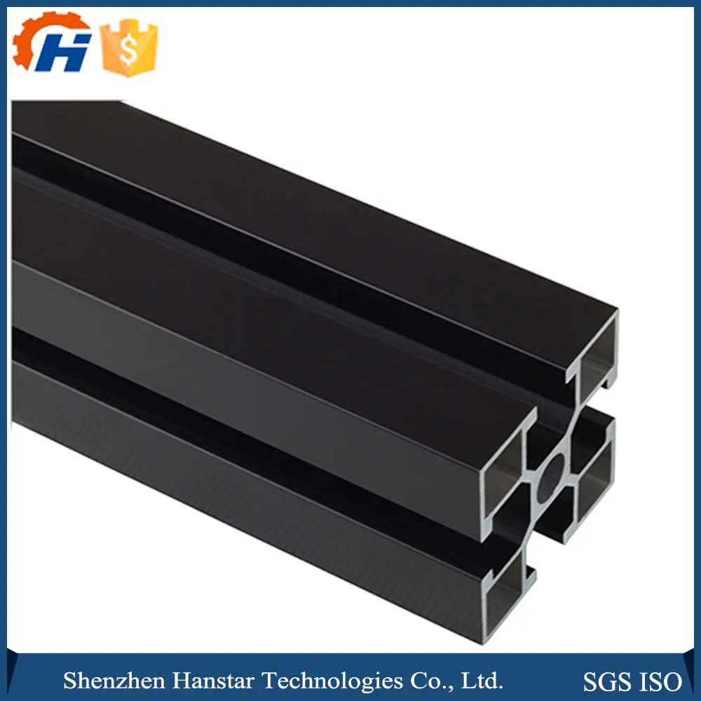 Perfiles de aluminio Industrial de alta calidad, tubo cuadrado de aluminio anodizado negro estándar 4040