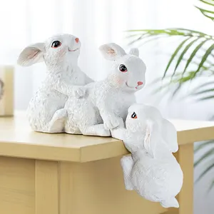 Nuevo diseño resina conejo estatuas de resina figuras de animales conejos escultura para la decoración de la casa