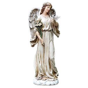 Josephs Studio <strong>Lily</strong> Flowers <strong>Angel</strong> with Dove Textured Concrete Look Resin Outdoor Garden Statue