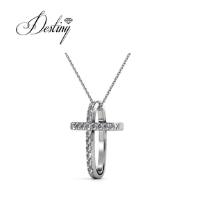 Daisini hermosa <span class=keywords><strong>gargantilla</strong></span> colgante transversal adornado con cristales de <span class=keywords><strong>Swarovski</strong></span> joyería plata esterlina/Collar de moda de latón - Product Image 3
