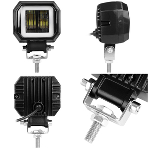 Luce da lavoro a led di forma quadrata impermeabile da 3 pollici 12V 24V 6000K 20W con occhi d'angelo luce da lavoro a led per auto fuoristrada