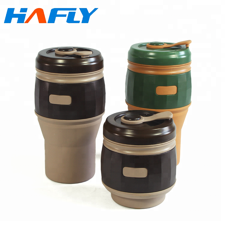 Muestra gratis diva plegable latte reutilizable taza de consumición plegable de silicona
