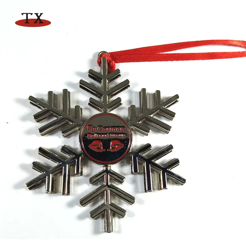 Metal shiny silver xmas christmas snowflake hanging ornament decoration for christmas tree