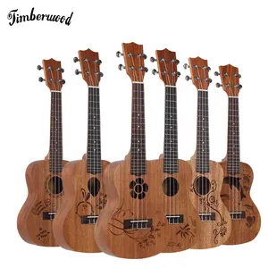 23 Inch Ukelele Concert Alle Mahonie Gelamineerd Hout Ukelele Met Op Maat Gemaakte Embossing Patronen Ukelele Voor Studentenfabriek