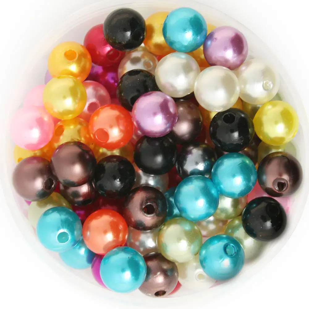 Offre Spéciale 4/6/8/10mm rond Blanc Perle Perles Mélange Aléatoire Couleurs ABS Perles Pour La Fabrication de bijoux