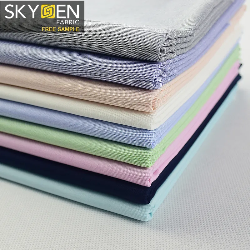 Skygen 새로운 도착 125gsm 원사 염색 옥스포드 100% 코튼 소프트 셔츠 소재 짠 직물 섬유 가격 미터 당
