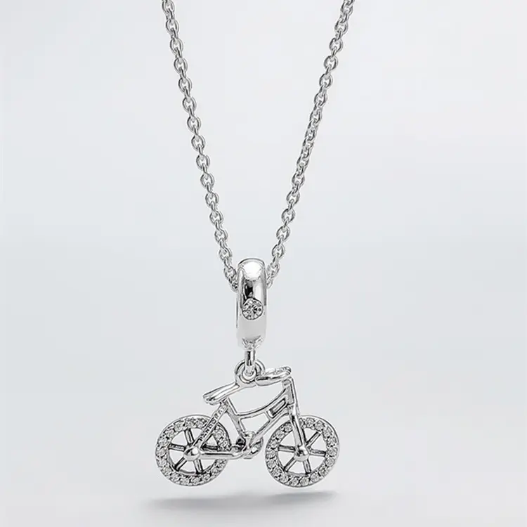 Bisiklet kolye kolye fabrika toptan moda Charm takı yüksek kalite 100% 925 gümüş kadın klasik gümüş 950