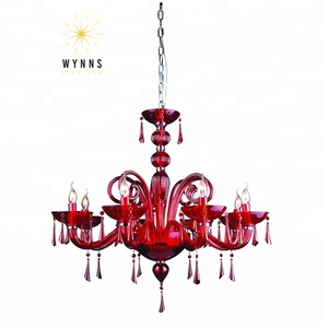 Lámpara de Araña de Cristal de <span class=keywords><strong>Murano</strong></span>, Lujosa, Roja, de Cristal Artístico, Iluminación LED, Lámpara Colgante Grande, para Techo Alto, Restaurante, Habitación - Product Image 3