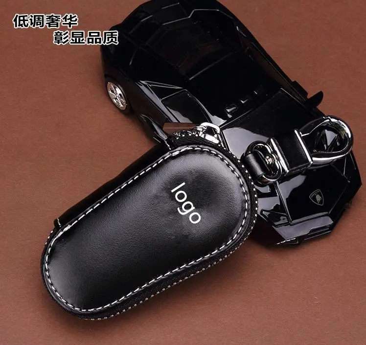 Capa de chave de couro com design de luxo, carteira/chave automática com logotipo personalizado