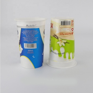 Gobelet en plastique imprimé de logo personnalisé <span class=keywords><strong>pour</strong></span> yaourt Gobelet de yaourt rond jetable de 500ml Emballage IML Gobelets de yaourt glacé en plastique - Product Image 2