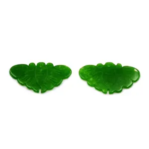 Natural Jade Carving Green Gemstone Butterfly Shape Carved Animals Pendant China Supplier