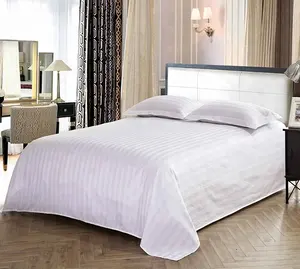 条纹棉酒店床单平板床单套装定制单人双人大床白色40成人一次性固体
