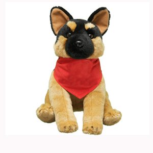 Juguete de perro pastor alemán de peluche realista personalizado de 25cm con babero rojo - Product Image 1