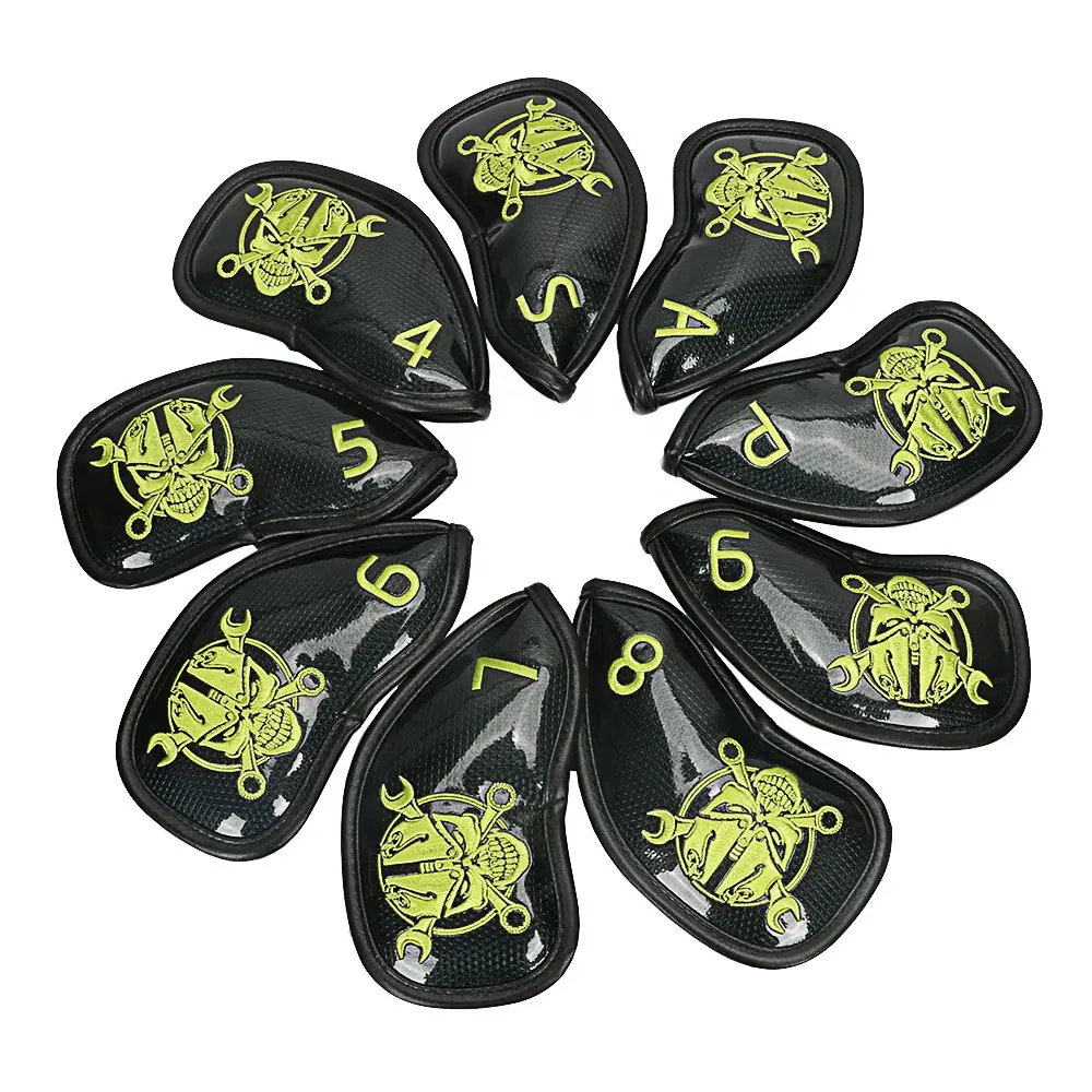 Wholesale custom Crystal PU leather black Golf clubs covers Golf iron Headcover Set