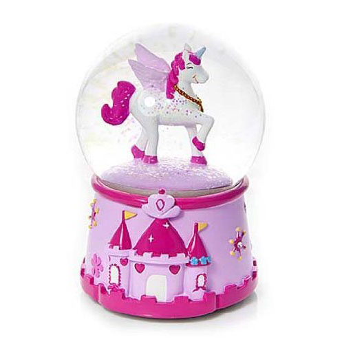 Caja de música de globo de nieve para niñas, regalo de princesa y unicornio adornado