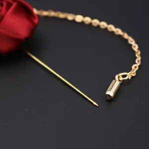 Broche en feuille d'or rose pour homme et femme, costume, long, ceinture, à aiguilles, chaîne, couleur personnalisable, 7 pièces