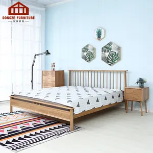 Japanese style solid OAK wood bed frame Queen&king size bedroom furniture wood bed