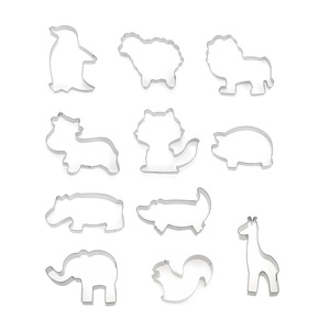 5 étoiles Lion, éléphant, cochon, <span class=keywords><strong>dauphin</strong></span>, chat, vache et chien, coupe-biscuits avec animaux mignons en acier inoxydable - Product Image 2