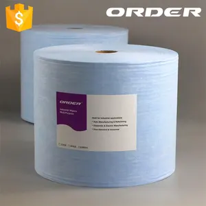 ม้วนผ้าทำความสะอาดสีฟ้าเซลลูโลส Pp เป็นผ้าเช็ดทำความสะอาดอเนกประสงค์แบบม้วน