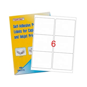 <span class=keywords><strong>Pegatinas</strong></span> de papel ecológicas autoadhesivas A4, logotipo personalizado de 6 formas <span class=keywords><strong>cuadradas</strong></span>, marca TOPTAC para exposiciones de comestibles de supermercado - Product Image 1
