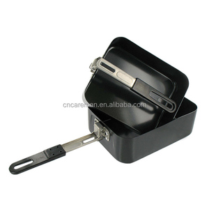 2 Piece <span class=keywords><strong>Set</strong></span> Camping/Đi Bộ Đường Dài/Ngoài Trời Nhôm Không Dính Hộp Ăn Trưa, 2 Cái <span class=keywords><strong>Mess</strong></span> <span class=keywords><strong>Tin</strong></span> <span class=keywords><strong>Set</strong></span> Màu Đen Di Động OEM Đơn Đặt Hàng Chấp Nhận - Product Image 2