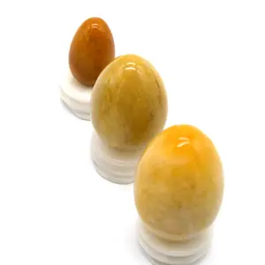 Yellow Jade Eggs Kegel Exercise Semi Precious Stone Eggs For Sale