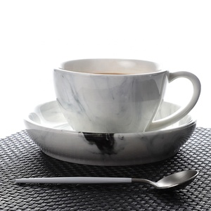 Venta caliente banquete brillante China conjunto de cena de cerámica de diseño de mármol juego de vajilla de ~ - Product Image 6