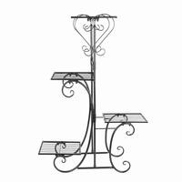 Support à fleurs en métal à 4 niveaux pour jardin et maison, en fer noir thermolaqué, pour plantes