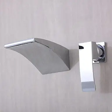 Современный современный дизайн Водопад настенное крепление одинарная ручка двойные отверстия хромированная отделка смеситель для раковины в ванной комнате
