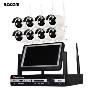 All-in-One 8 CH GERÇEK HD Kablosuz Gözetim NVR CCTV Sistemi, dahili Monitör & Router, kamera Otomatik Çifti