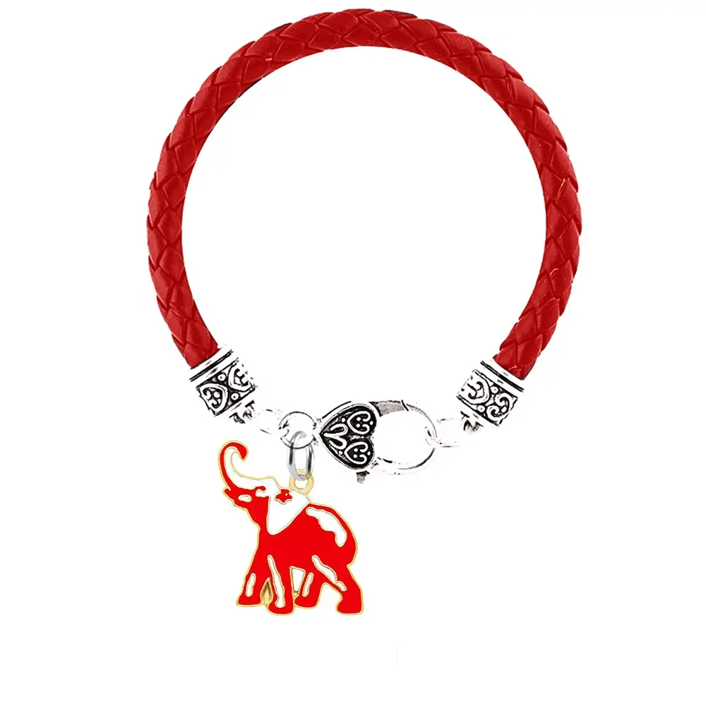HUSURU — bracelet à fermoir en cuir rouge avec pendentif, breloque en forme de cœur, nouveau design, avec qualité delta dst, breloques grises